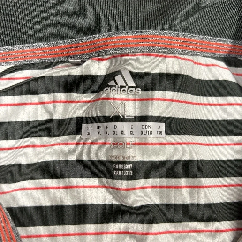 Adidas Golf XL Polo Shirt Saratoga Spa‎ Golf Course Logo Green & Gray Striped